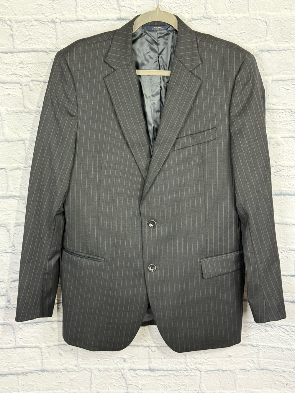 Men's Brooks Brothers 1818 Fitzgerald Gray Pinstripe Two-Button Blazer, 42 Reg